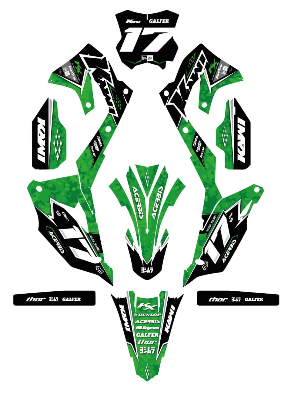 Kit déco KAWASAKI KX/KXF/KLX CAMO kawasakicrossuniversal