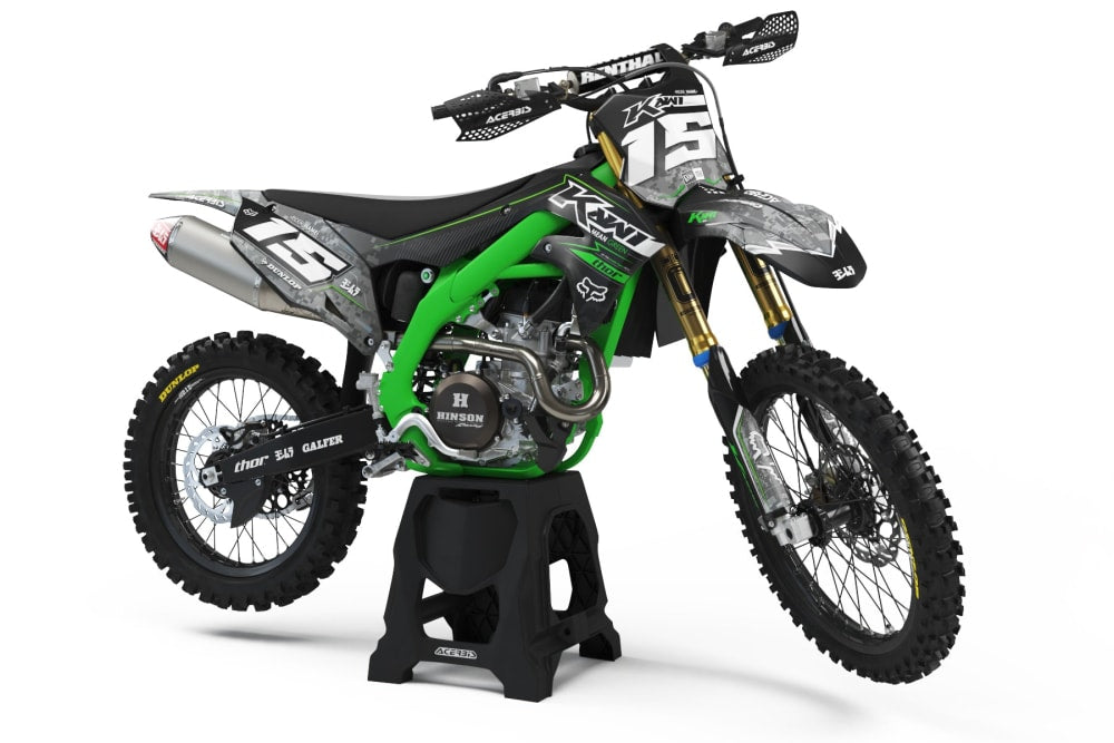 Kit déco KAWASAKI KX/KXF/KLX "Cyber: Leaf" kawasakicrossuniversal