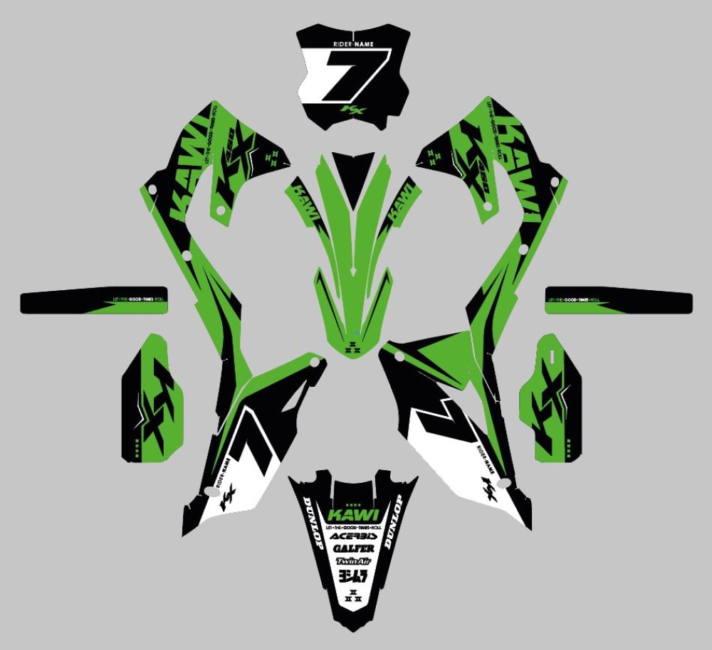 Kit déco KAWASAKI KX/KXF/KLX GRENNEST kawasakicrossuniversal