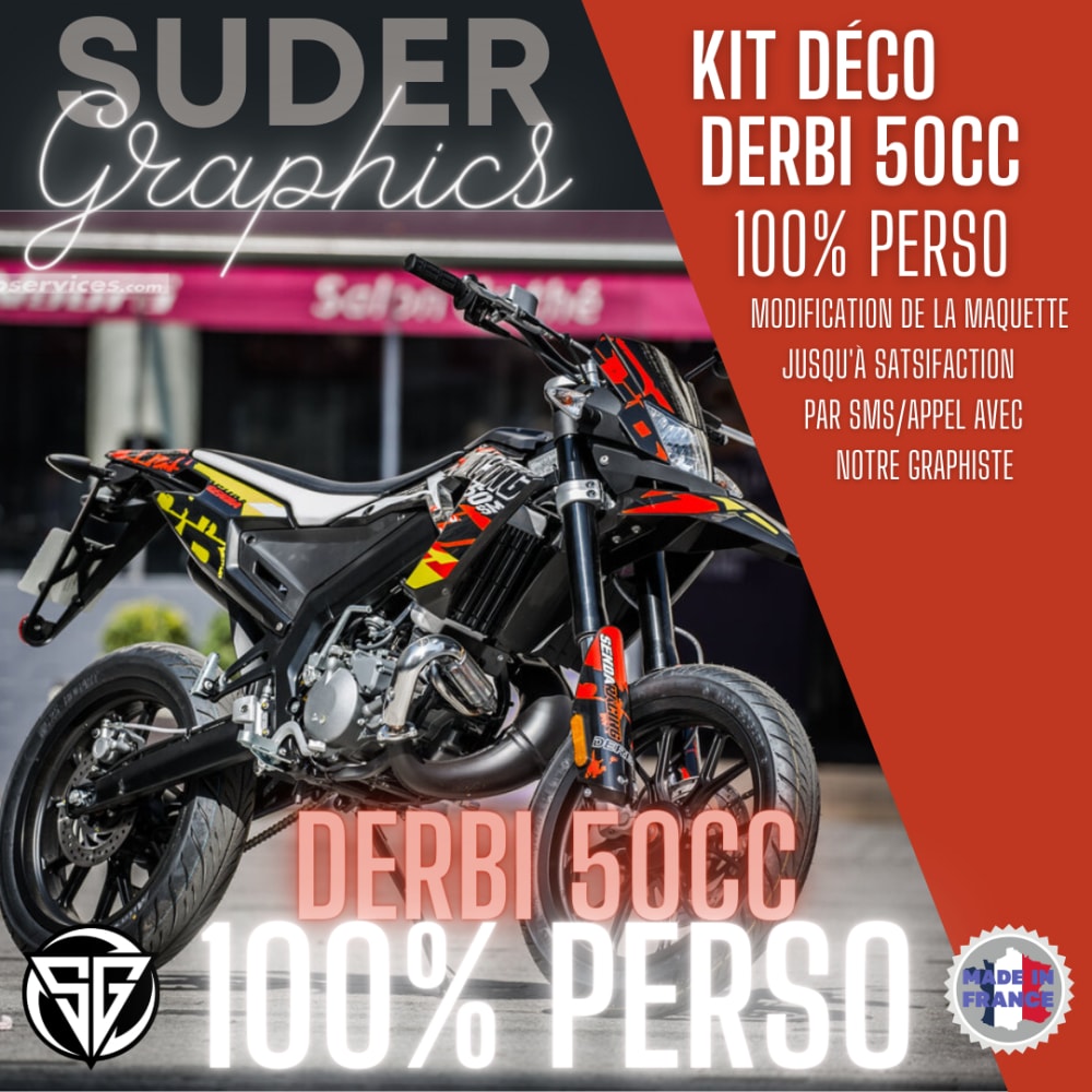 Kit déco 100% personnalisé DERBI 50cc Xtreme / Racing / Pro / Evo / GPR derbi50cc