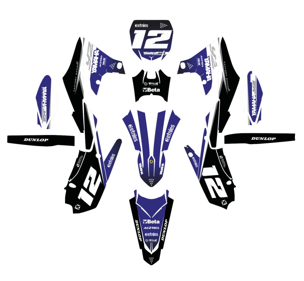 Kit déco YAMAHA YZ/YZF/WRF/PIWI/TTR "Factory: Ether" yamahacrossuniversal